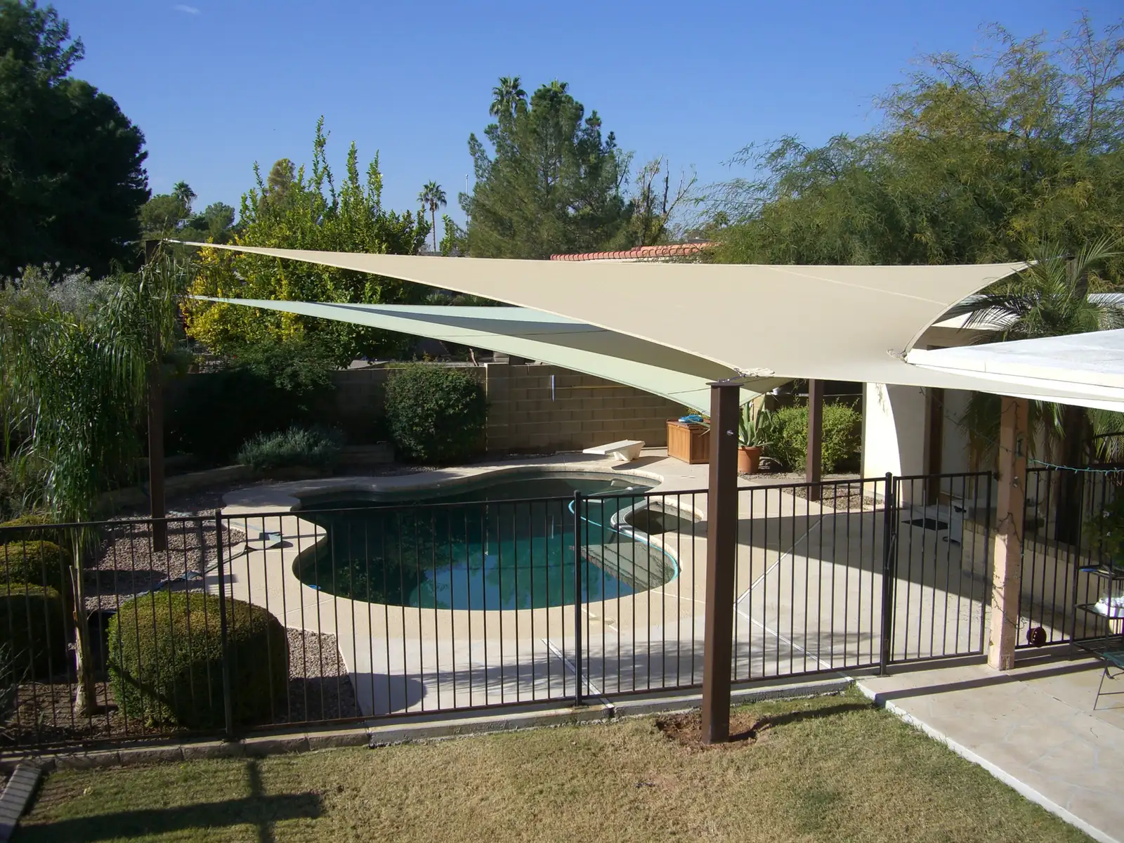 Custom shade sail backyard install