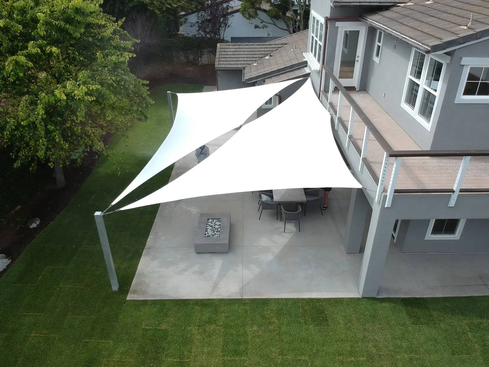 Custom residential shade sail over a Phoenix backyard patio